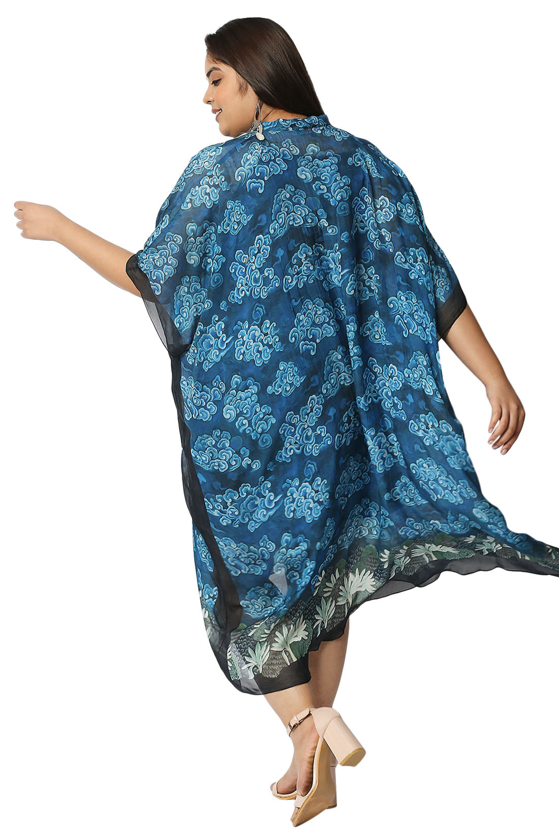 Image of Cloud Printed Kaftan Top With Neck Tie-Up