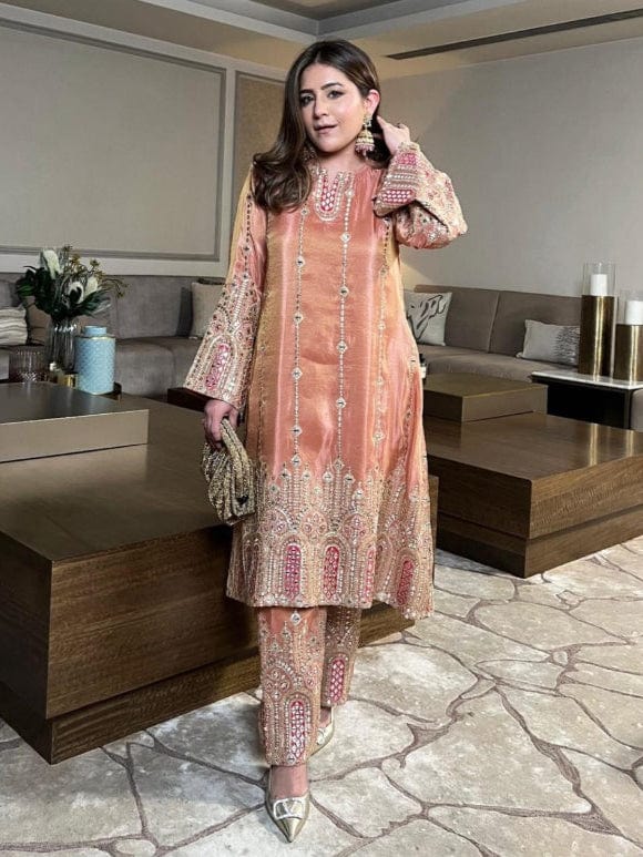 Tasuvure Tissue 3 Piece Kurta Set - Pink