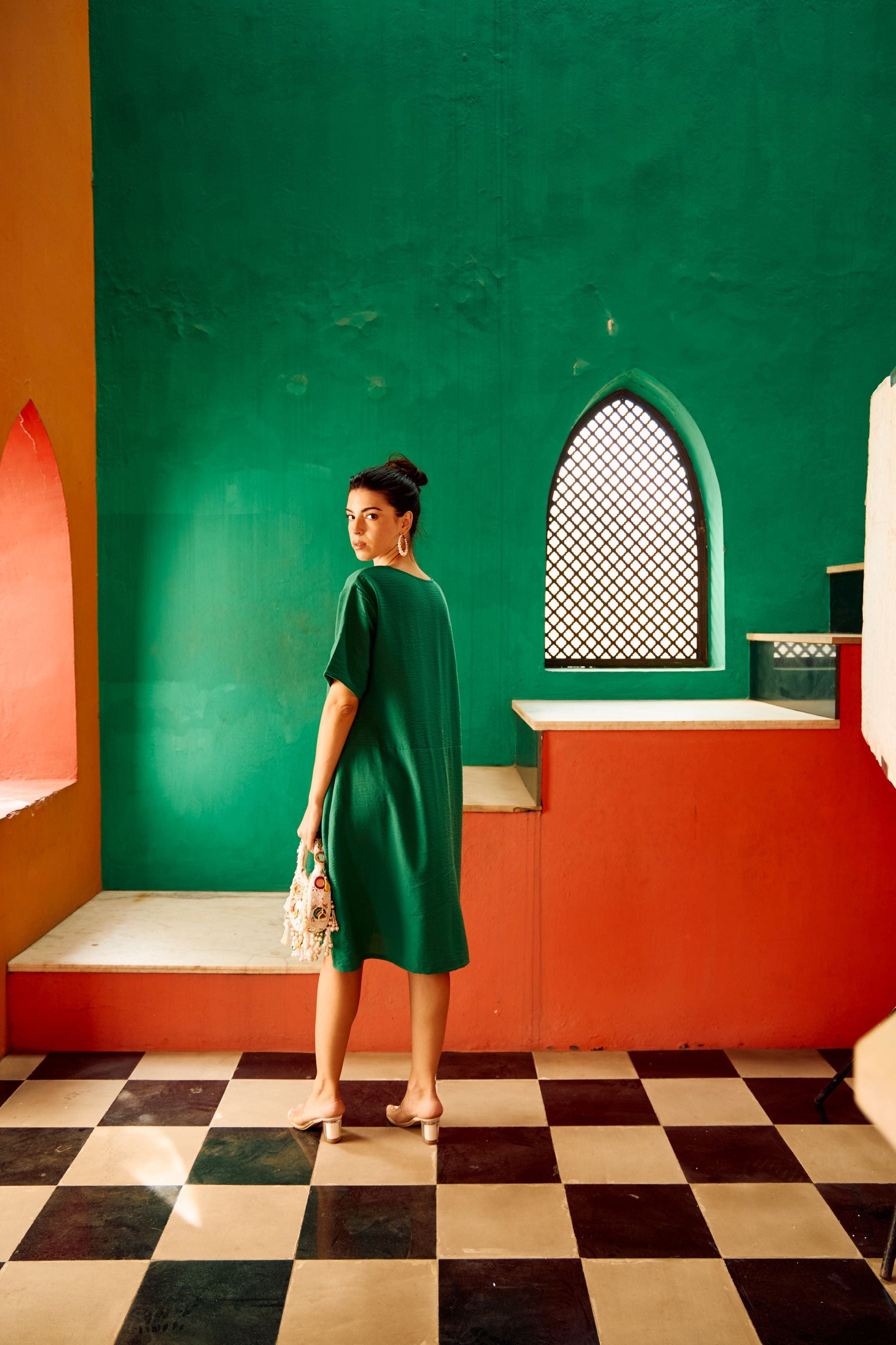 Tasuvure X MW  CAMERON COTTON POCKET DRESS - GREEN