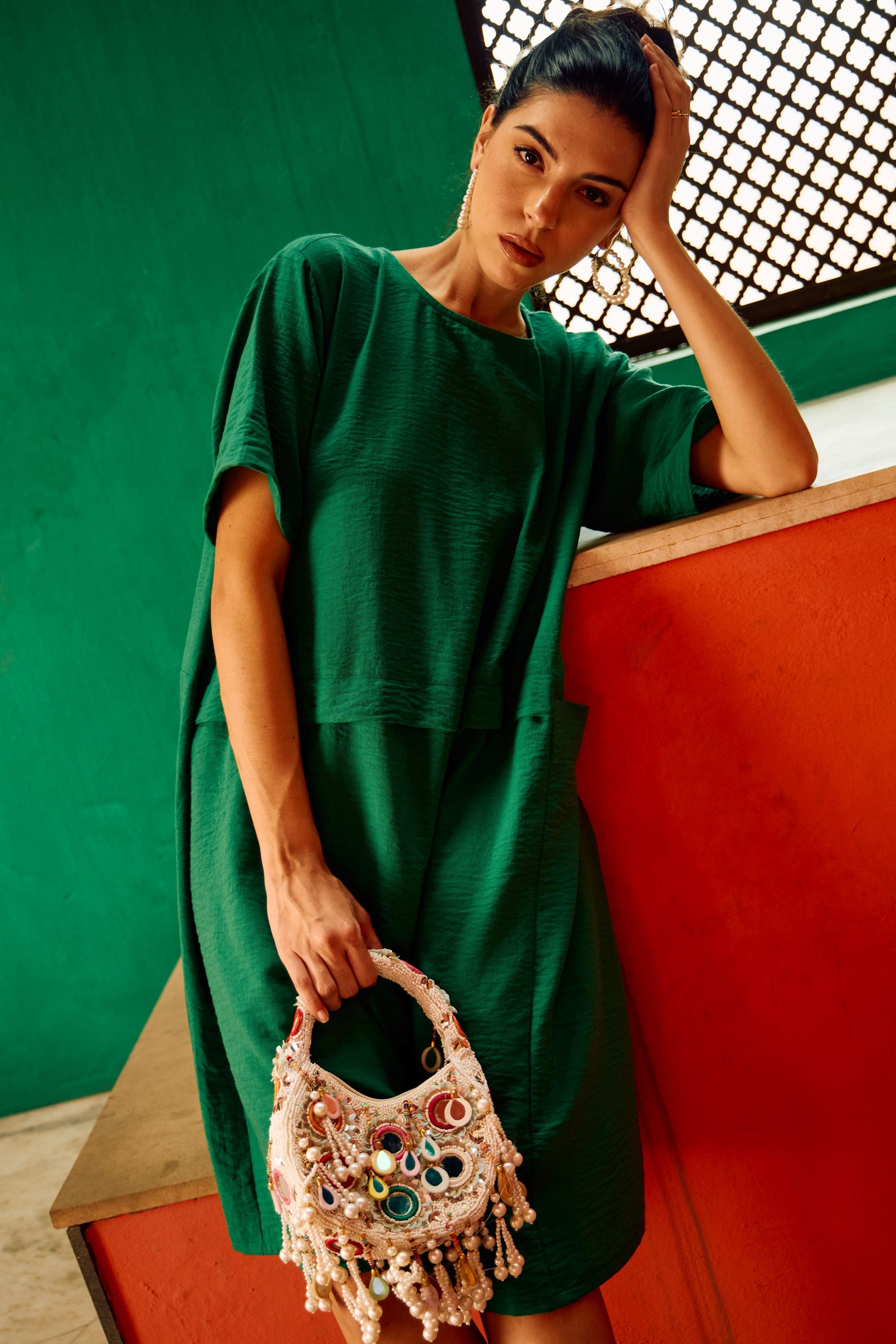 Tasuvure X MW  CAMERON COTTON POCKET DRESS - GREEN