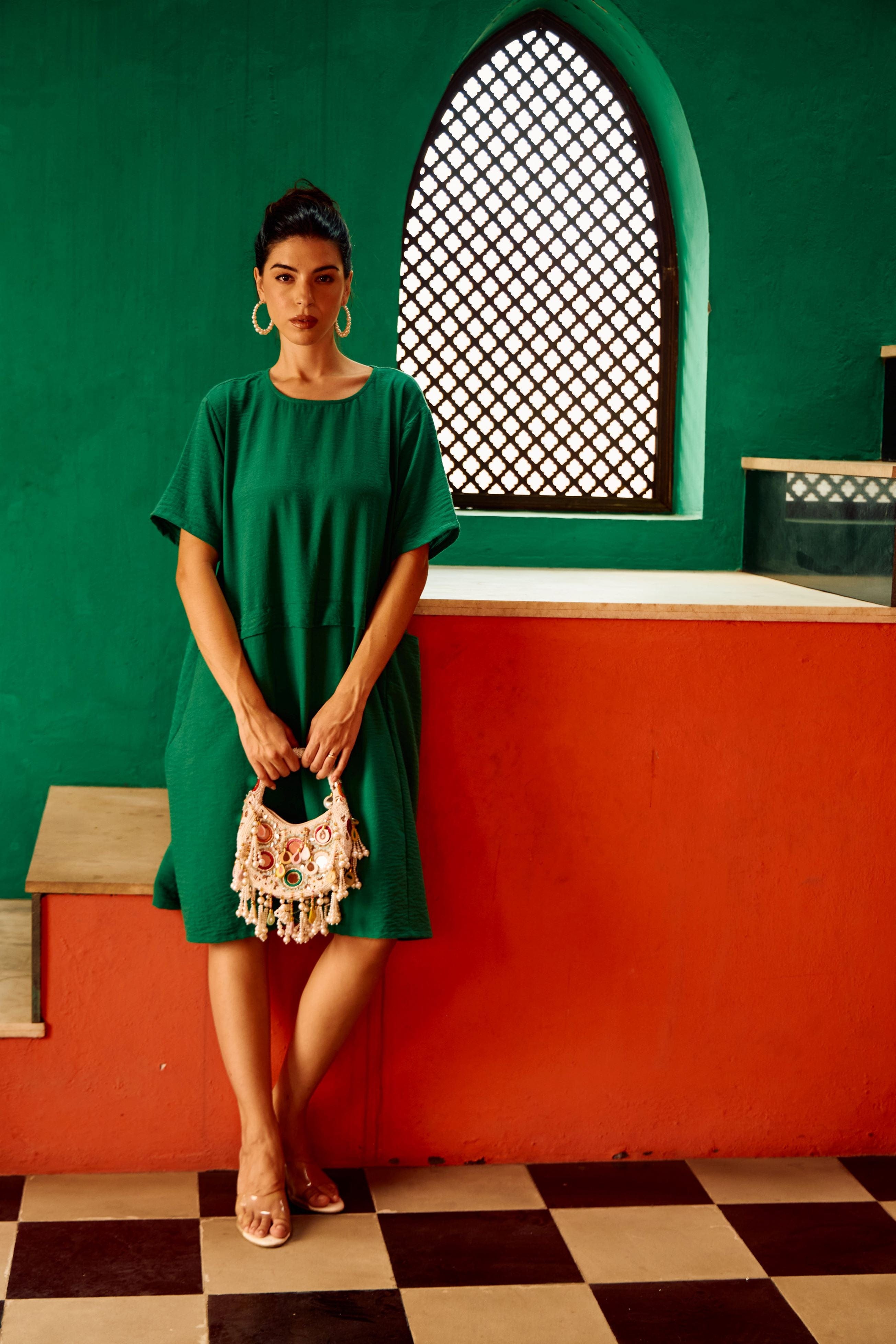 Tasuvure X MW  CAMERON COTTON POCKET DRESS - GREEN