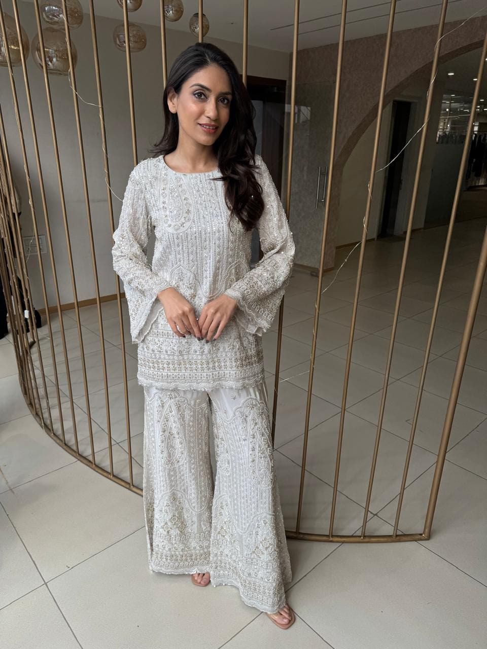 Tasuvure X MW Gold Embroidered Sharara Set