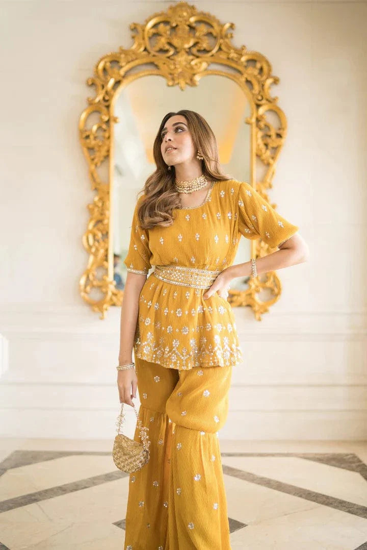 Tasuvure X MW  House of Miso in our Dainty Mademoiselle Embellished Sharara Set - Ochre