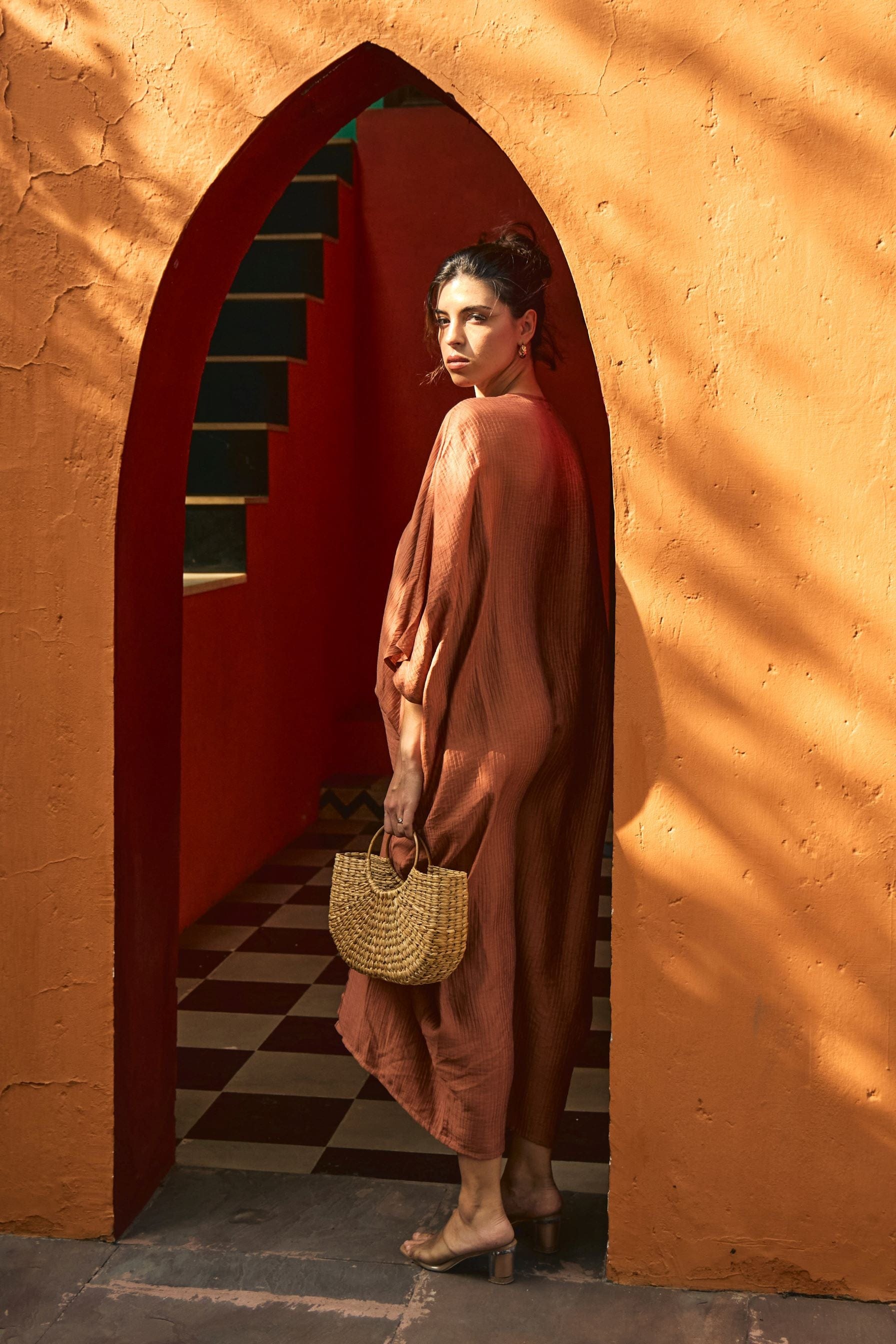Tasuvure X MW Kaftan Knotted Dress - Tan