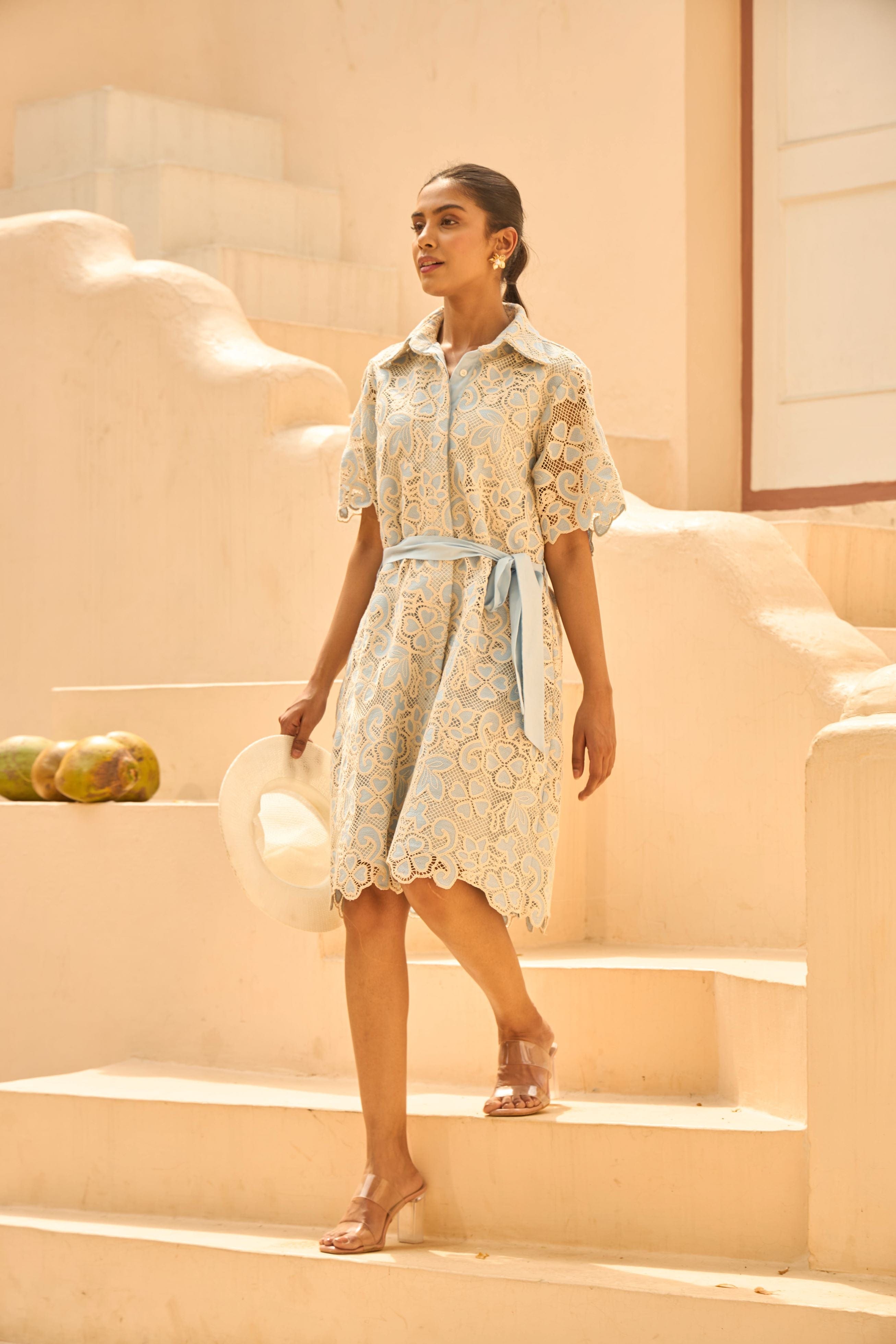 Tasuvure X MW Myra Mesh Magnolia Midi Dress - Blue