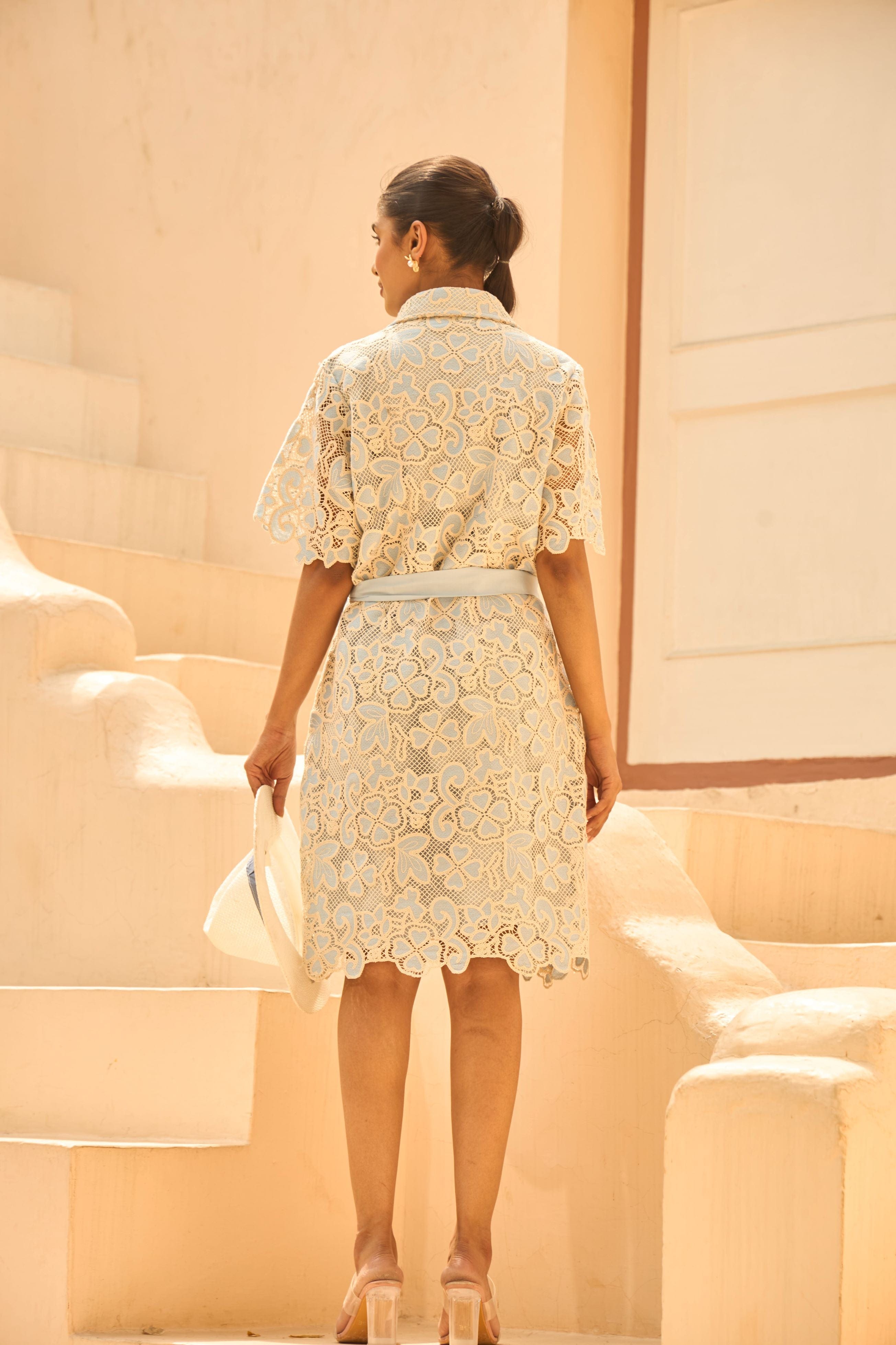 Tasuvure X MW Myra Mesh Magnolia Midi Dress - Blue