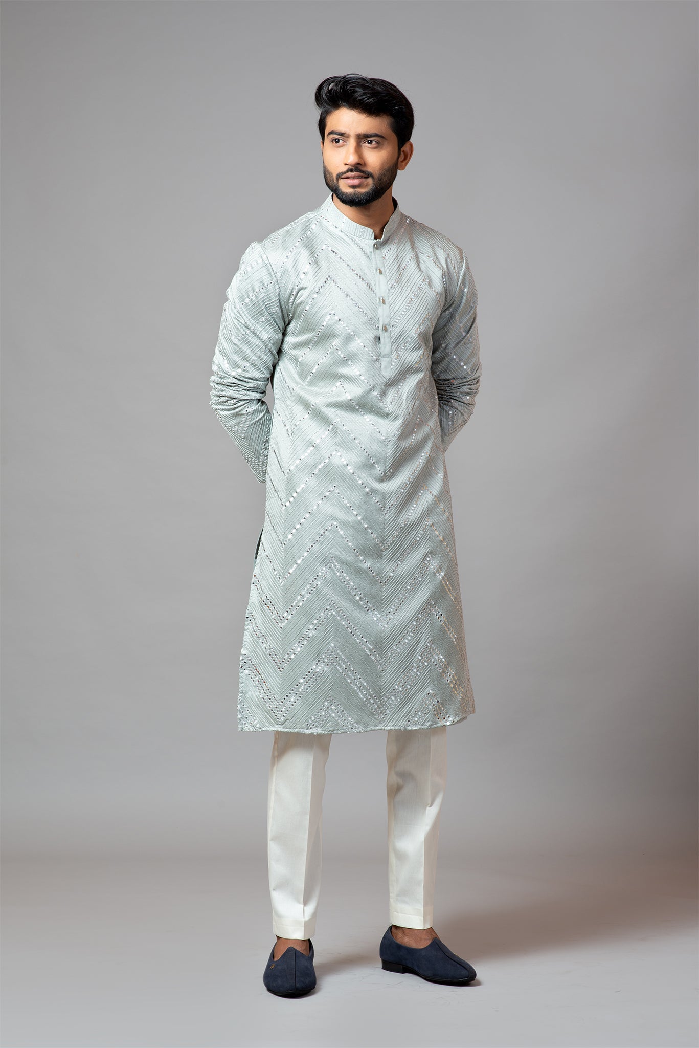 Mirror Work Kurta With Pant Pajama Set