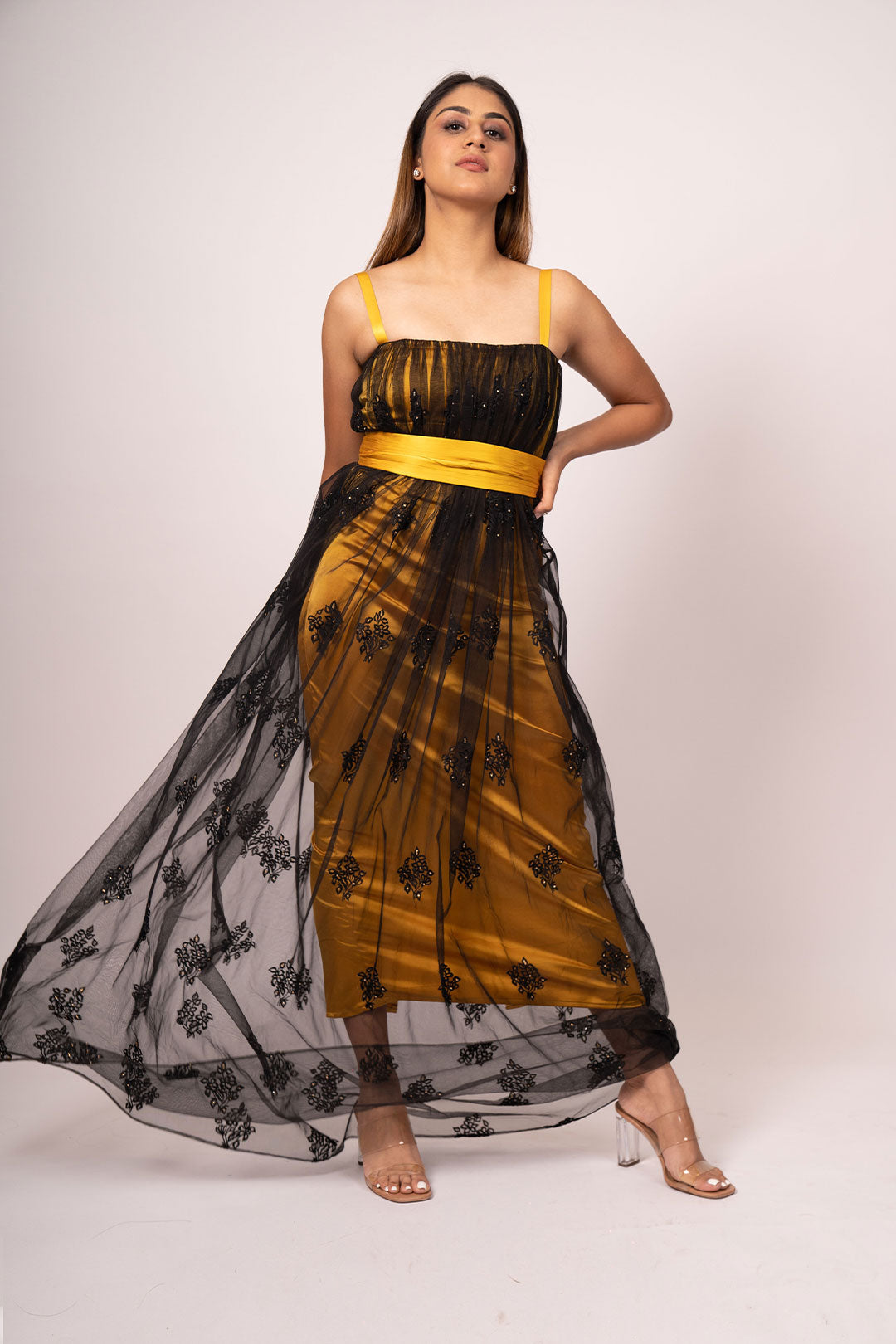 Victorian Archive Pure Net and Satin Modern Gown for Luxury Occasions