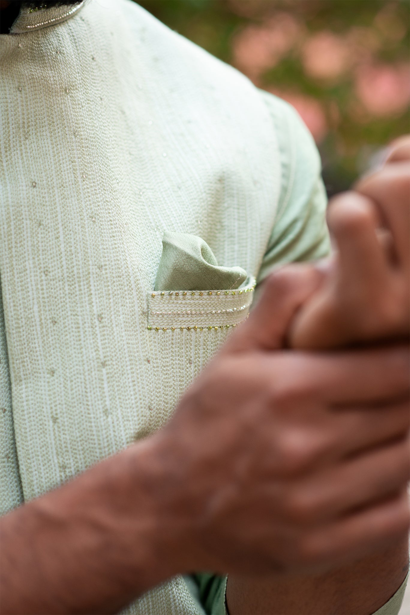 Stitchlines And Embroidered Nehru with Assymetric Kurta Set