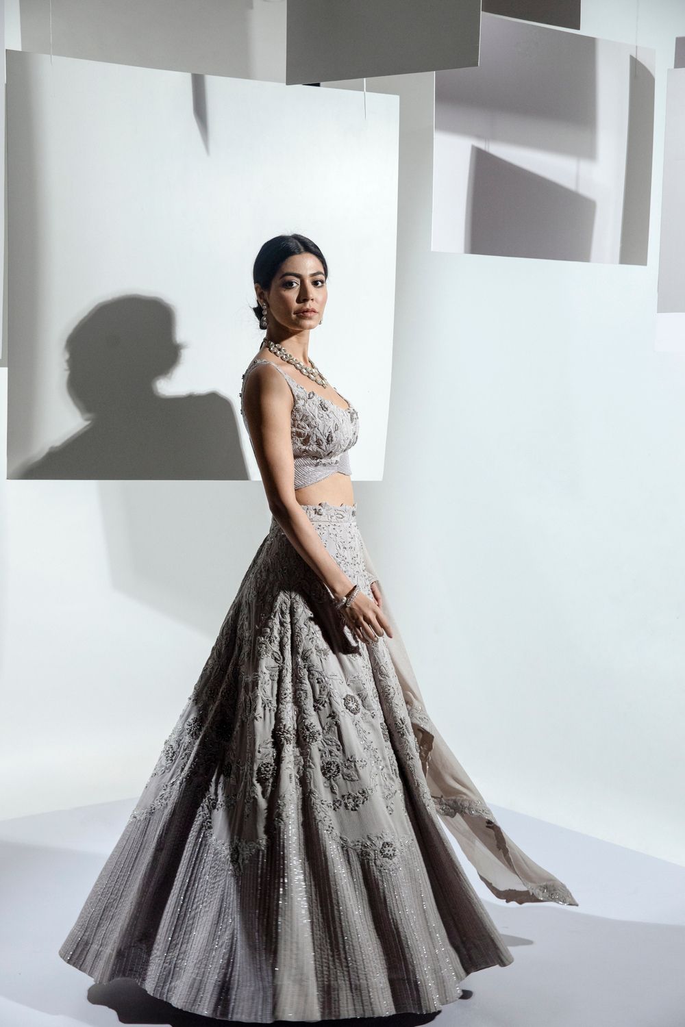 METTALIC ASH LEHENGA - Auraya Fashion - Ankur J - #tag1# - #tag2# - #tag3# - #tag3#