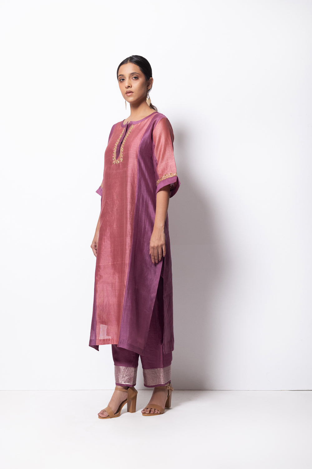 Straight Cut Kurta Full Set - Kurta, Stole, Pants, With Slip - Auraya Fashion - Bhavik Shah - #tag1# - #tag2# - #tag3# - #tag3#