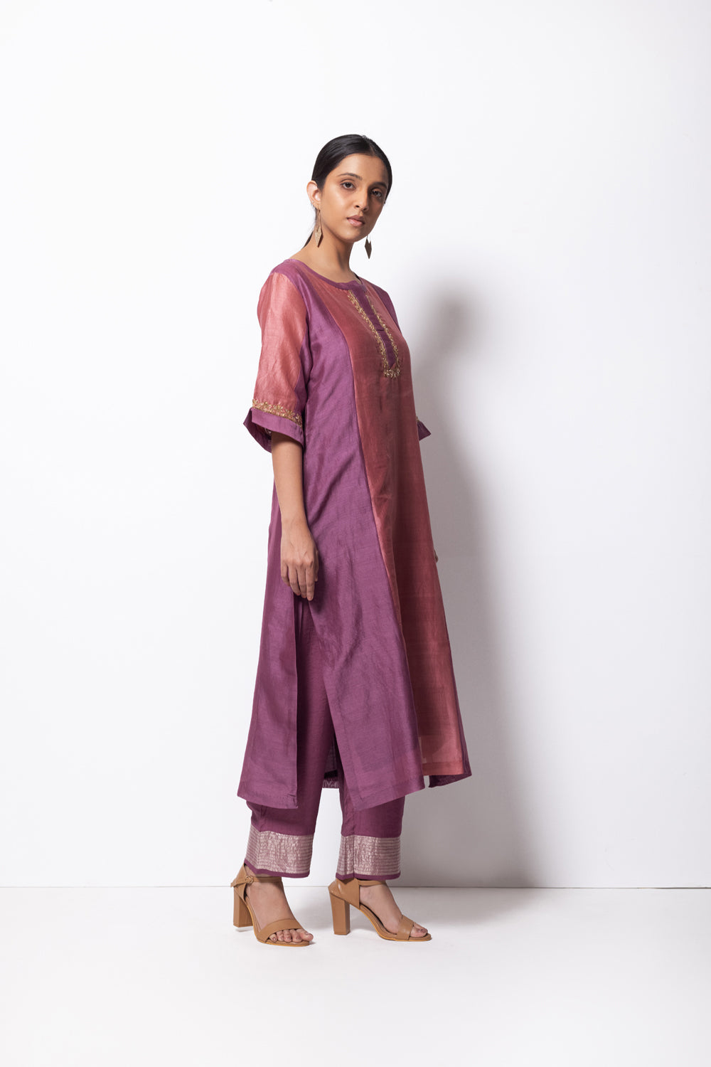 Straight Cut Kurta Full Set - Kurta, Stole, Pants, With Slip - Auraya Fashion -  - #tag1# - #tag2# - #tag3# - #tag3#