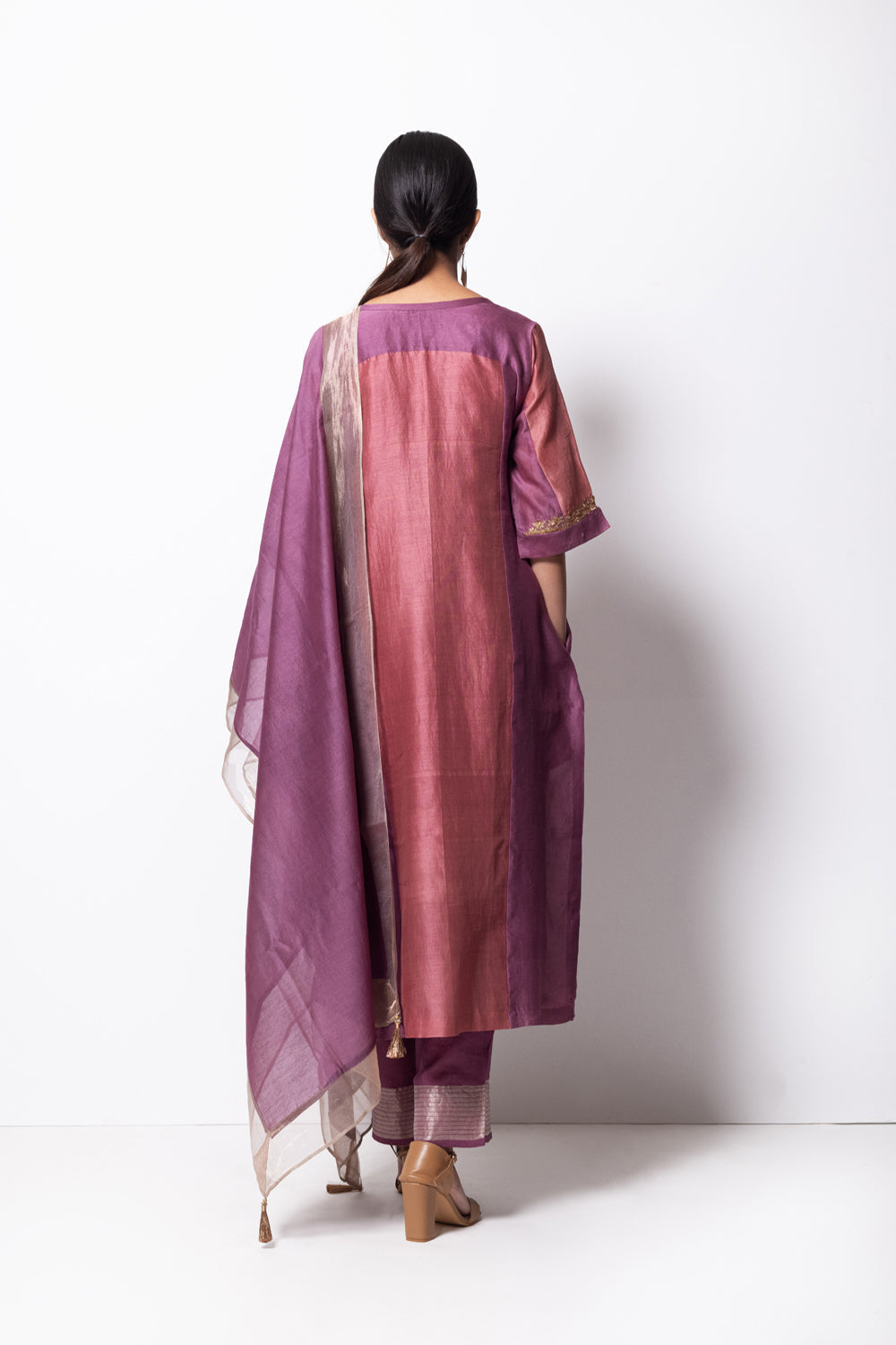 Straight Cut Kurta Full Set - Kurta, Stole, Pants, With Slip - Auraya Fashion -  - #tag1# - #tag2# - #tag3# - #tag3#