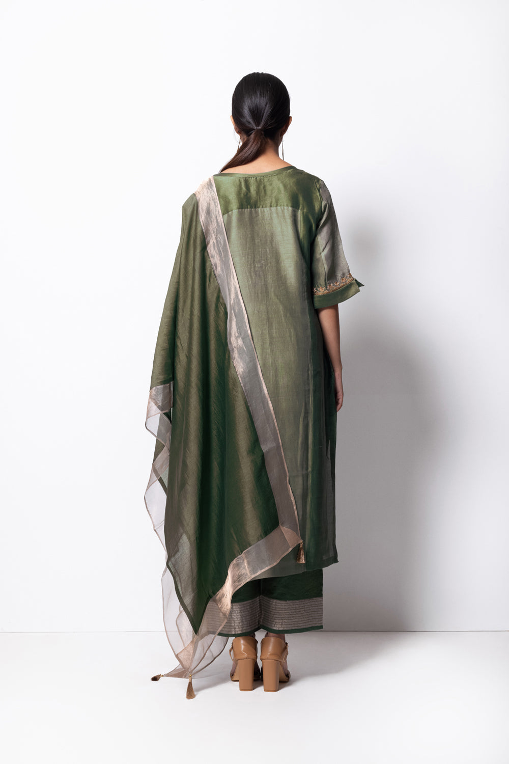 Straight Cut Kurta Full Set - Kurta, Stole, Pants, With Slip - Auraya Fashion -  - #tag1# - #tag2# - #tag3# - #tag3#