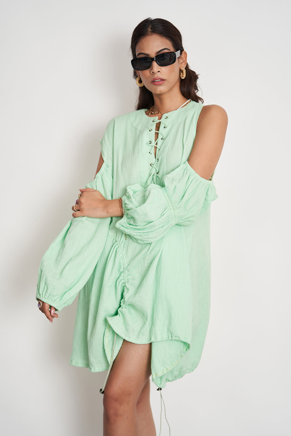 Kinza Sun Dress Mint - Auraya Fashion -  - #tag1# - #tag2# - #tag3# - #tag3#