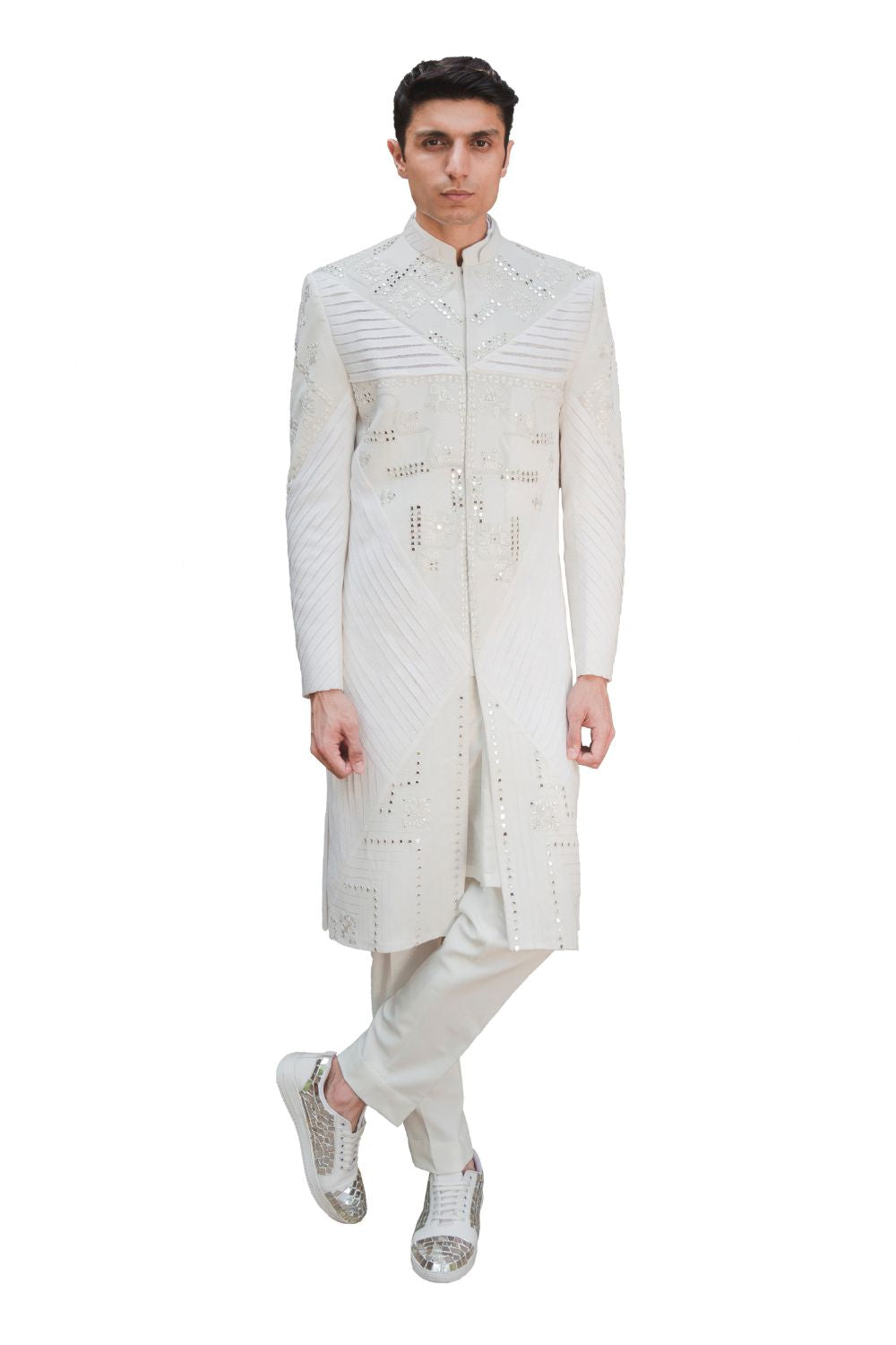 REFLEX SHERWANI IVORY - Auraya Fashion -  - #tag1# - #tag2# - #tag3# - #tag3#