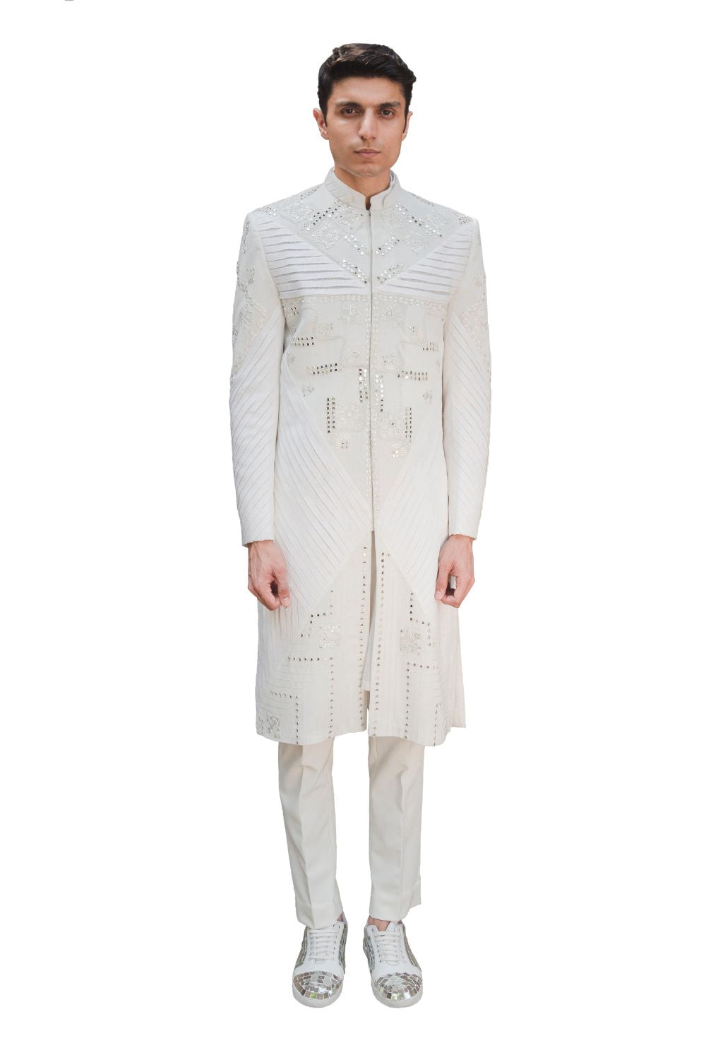 REFLEX SHERWANI IVORY - Auraya Fashion -  - #tag1# - #tag2# - #tag3# - #tag3#