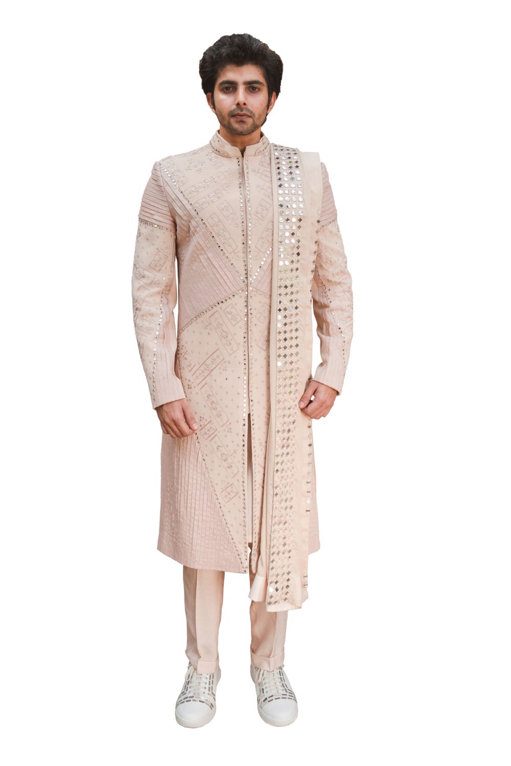 REFLEX SHERWANI LIGHT ROSE RUST - Auraya Fashion -  - #tag1# - #tag2# - #tag3# - #tag3#