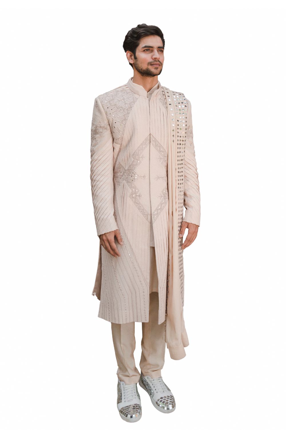 REFLEX SHERWANI LIGHT RUST - Auraya Fashion -  - #tag1# - #tag2# - #tag3# - #tag3#