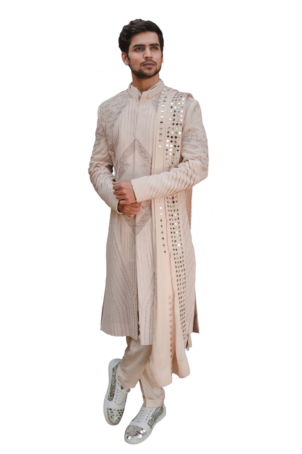 REFLEX SHERWANI LIGHT RUST - Auraya Fashion -  - #tag1# - #tag2# - #tag3# - #tag3#