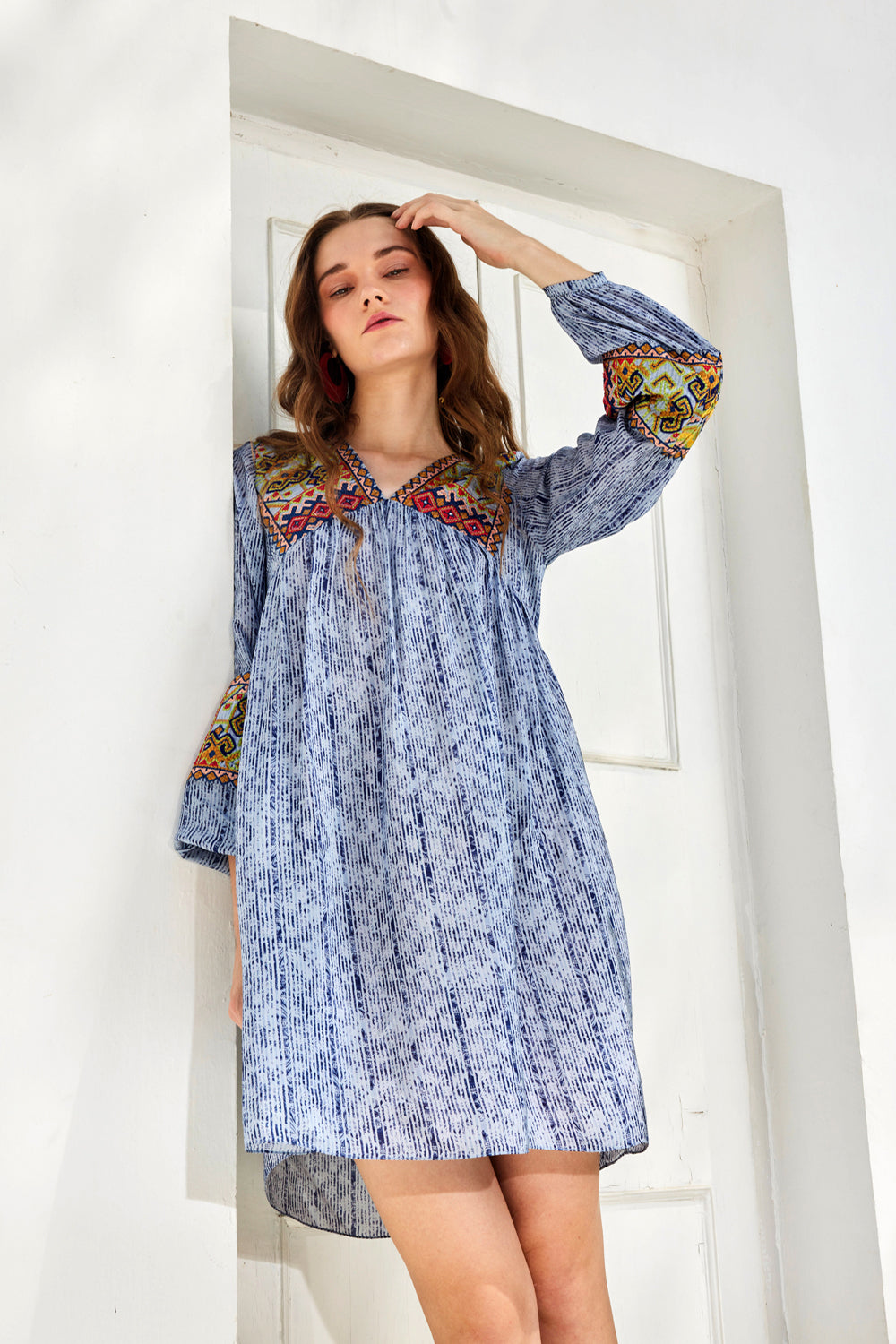 Linne Embroidered Tunic Dress - Auraya Fashion -  - #tag1# - #tag2# - #tag3# - #tag3#