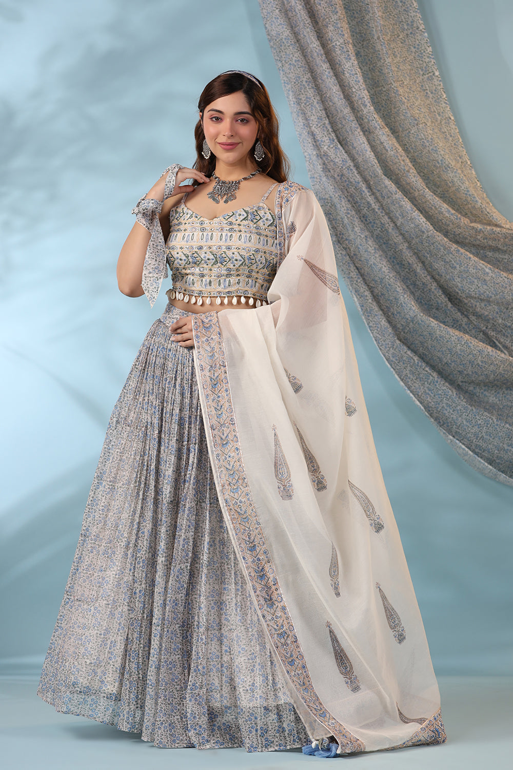 Blue Ivory Lahenga Set - Auraya Fashion - Amoree - #tag1# - #tag2# - #tag3# - #tag3#