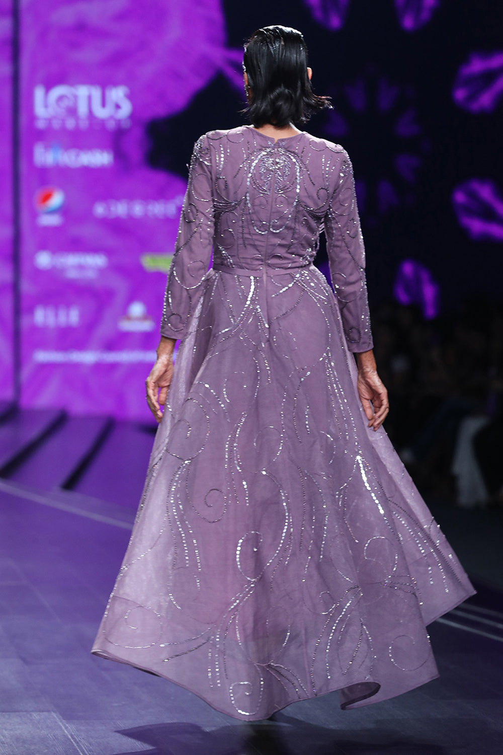 High Low Lavender Embroidered Gown - Auraya Fashion -  - #tag1# - #tag2# - #tag3# - #tag3#