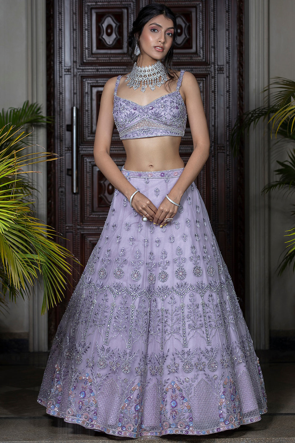 Hand Embroidered Mauve Lehenga Set - Auraya Fashion - Amit GT - #tag1# - #tag2# - #tag3# - #tag3#