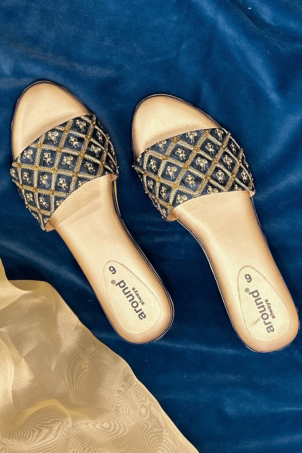 Poly Silk & Rexine Navy Blue Heels - Auraya Fashion - Around Always - #tag1# - #tag2# - #tag3# - #tag3#