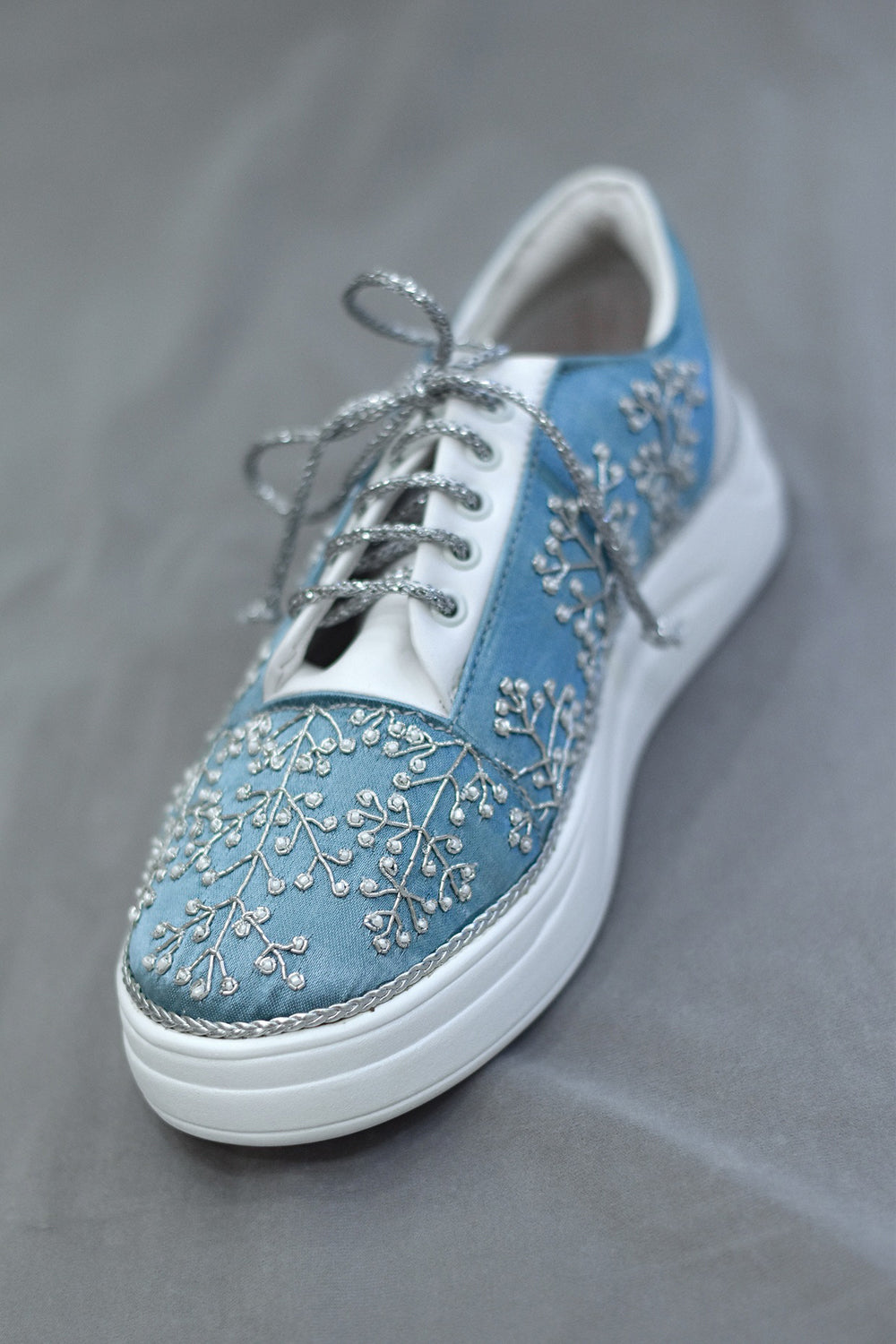 Poly Silk Blue Sneakers - Auraya Fashion -  - #tag1# - #tag2# - #tag3# - #tag3#