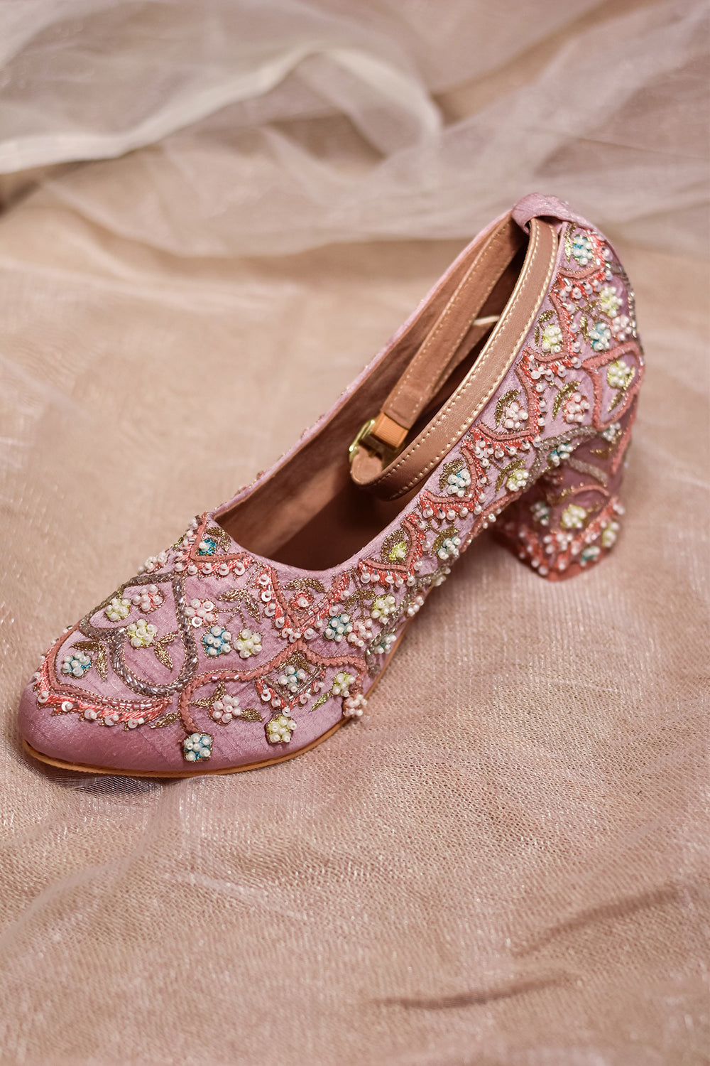 Pink Embroidered Heels - Auraya Fashion - Around Always - #tag1# - #tag2# - #tag3# - #tag3#