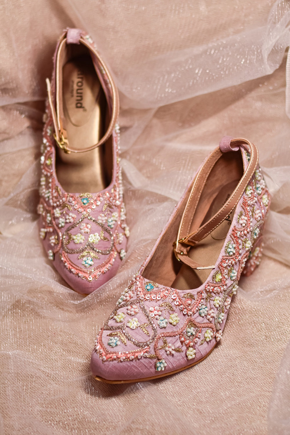 Pink Embroidered Heels - Auraya Fashion -  - #tag1# - #tag2# - #tag3# - #tag3#