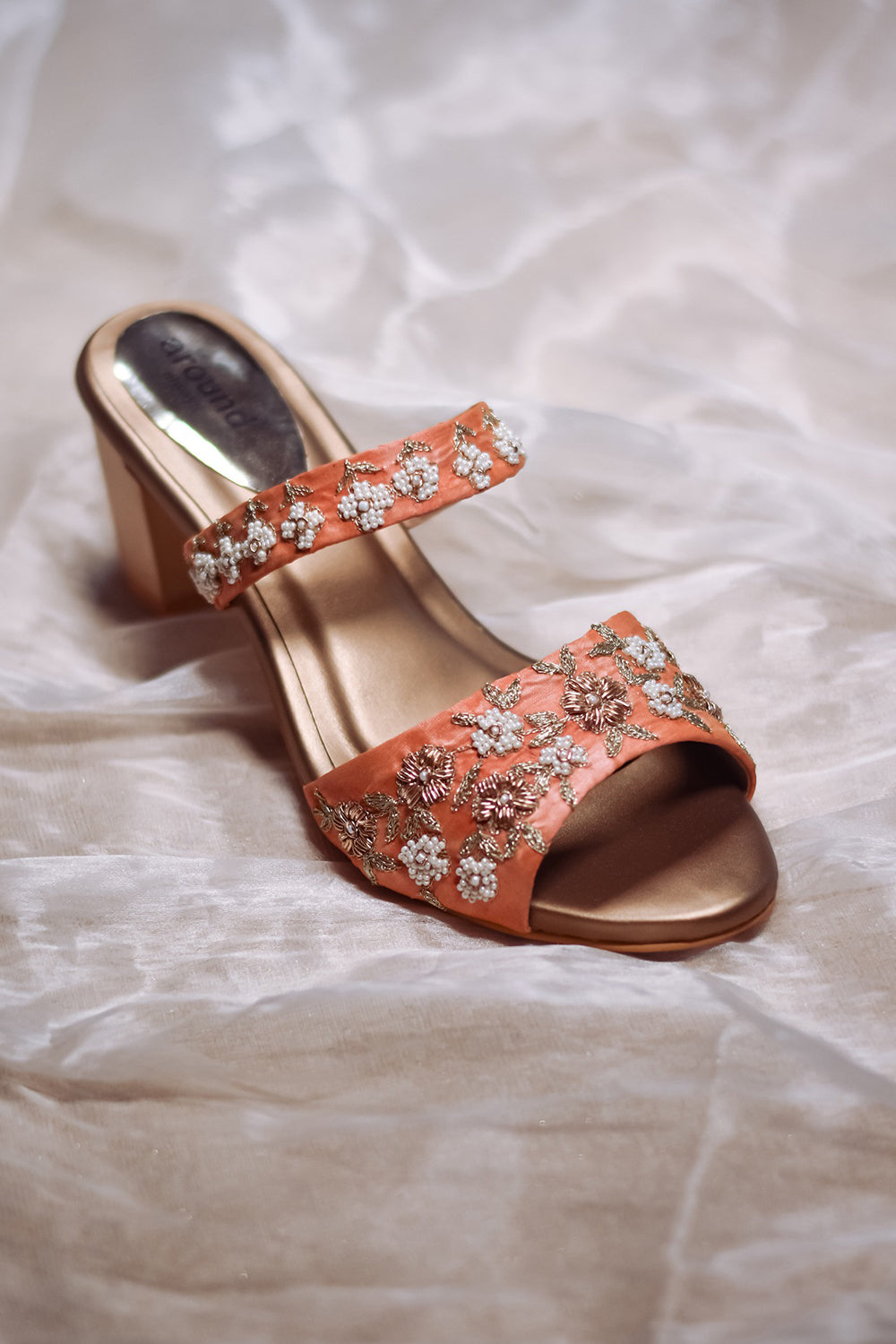 Pink Embroidered Peep Toe Sandals - Auraya Fashion - Around Always - #tag1# - #tag2# - #tag3# - #tag3#