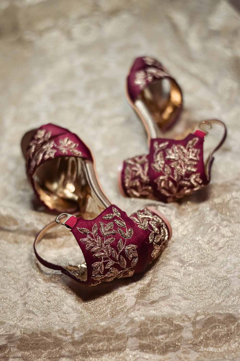 Embroidered Maroon Heels - Auraya Fashion - Around Always - #tag1# - #tag2# - #tag3# - #tag3#