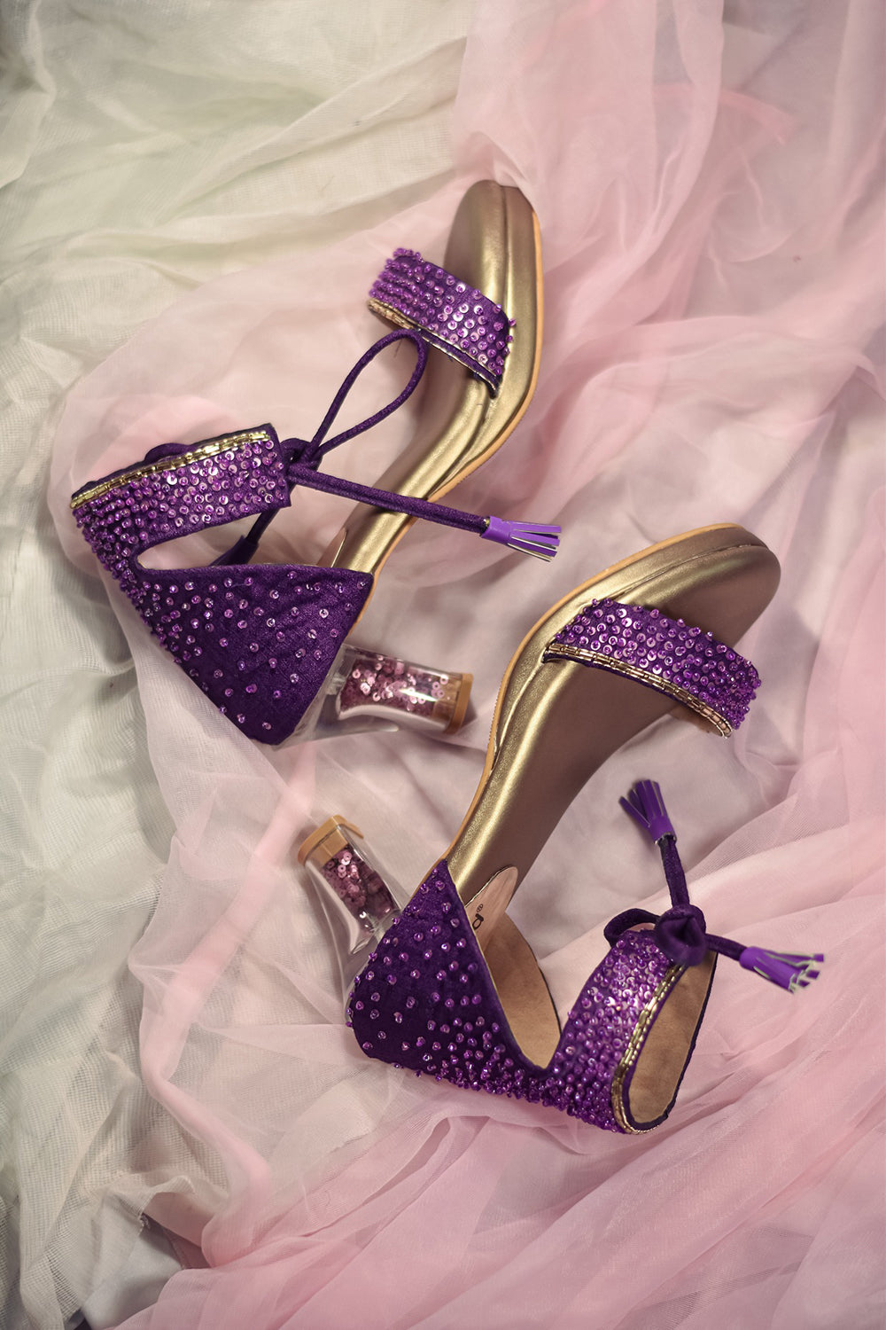 Purple Embroidered Heels - Auraya Fashion - Around Always - #tag1# - #tag2# - #tag3# - #tag3#