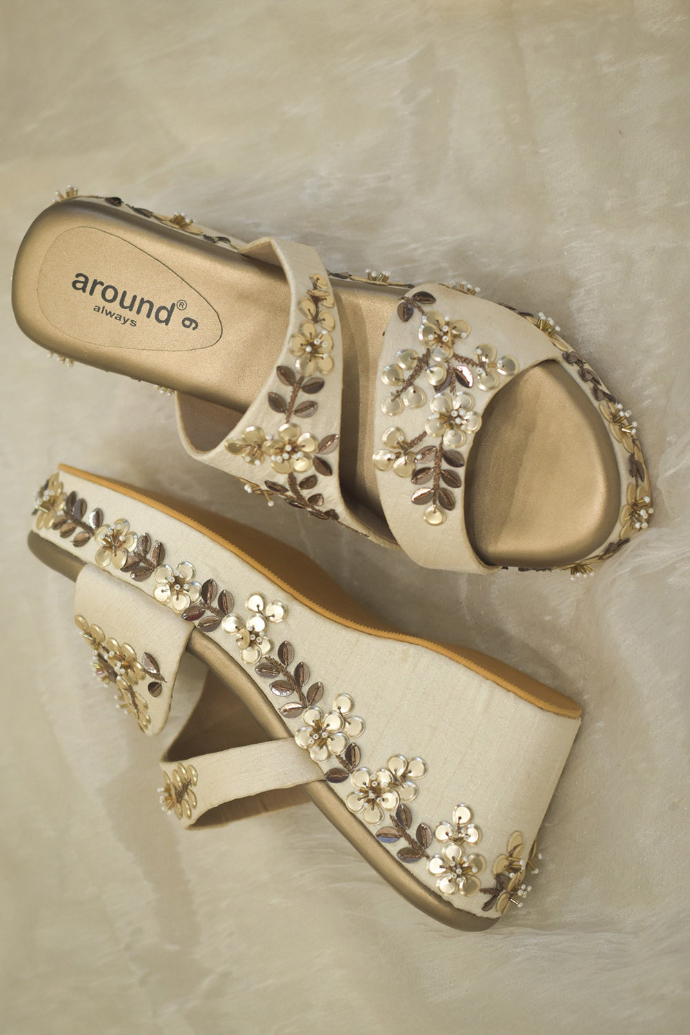 Zardosi Embroidered Gold Wedges