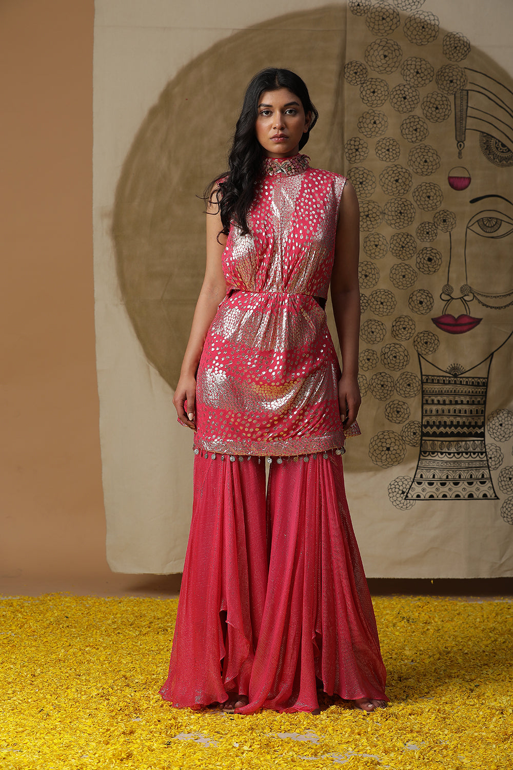 Dusty Red Palazzo Set - Auraya Fashion - Arpita Sulakshana - #tag1# - #tag2# - #tag3# - #tag3#