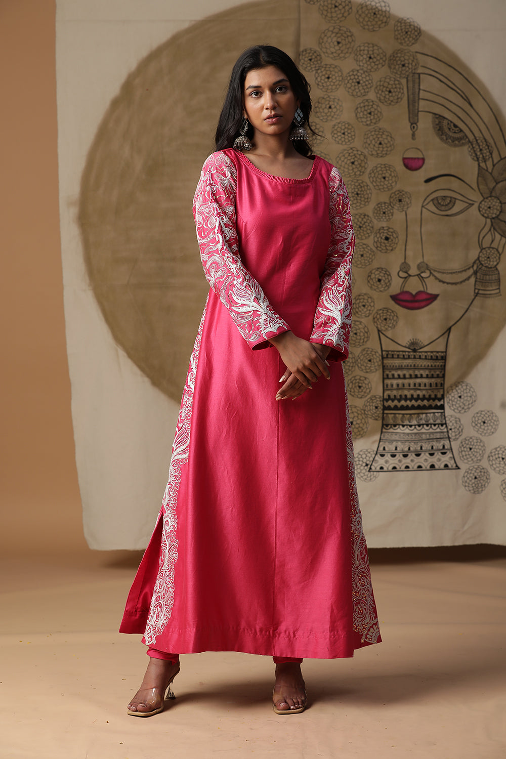 Pink A Line Kurta Set - Auraya Fashion - Arpita Sulakshana - #tag1# - #tag2# - #tag3# - #tag3#