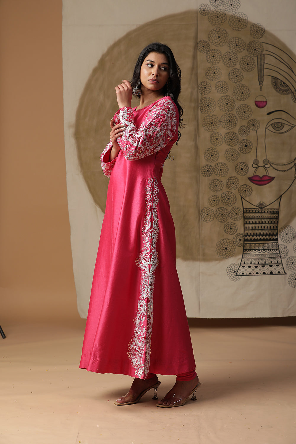 Pink A Line Kurta Set - Auraya Fashion -  - #tag1# - #tag2# - #tag3# - #tag3#