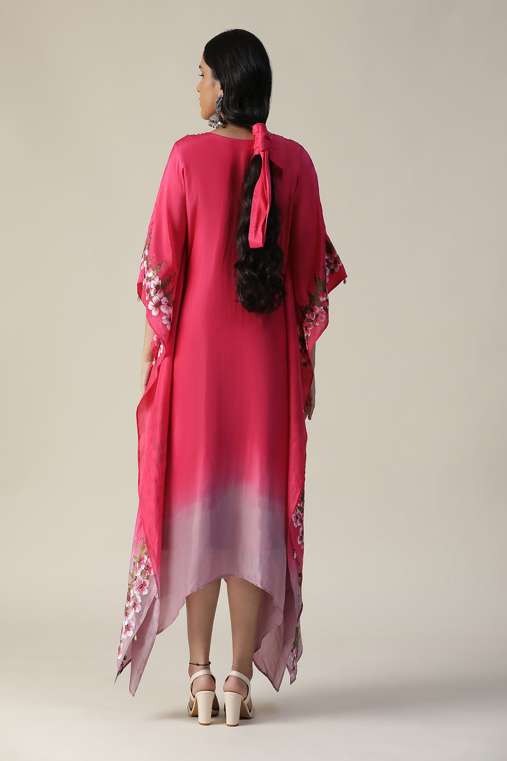 Hot Pink Hand Painted Kaftan - Auraya Fashion -  - #tag1# - #tag2# - #tag3# - #tag3#