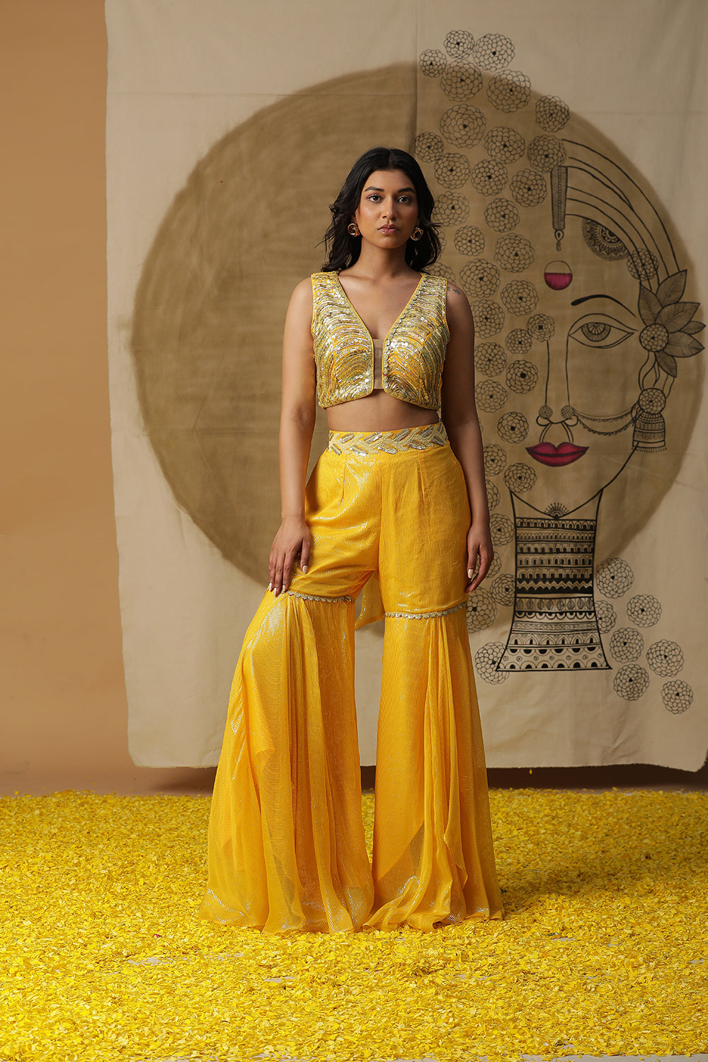 Lemon Yellow Cape Set - Auraya Fashion - Arpita Sulakshana - #tag1# - #tag2# - #tag3# - #tag3#