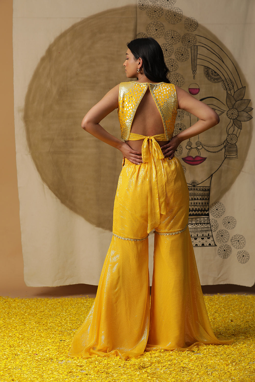 Lemon Yellow Cape Set - Auraya Fashion -  - #tag1# - #tag2# - #tag3# - #tag3#