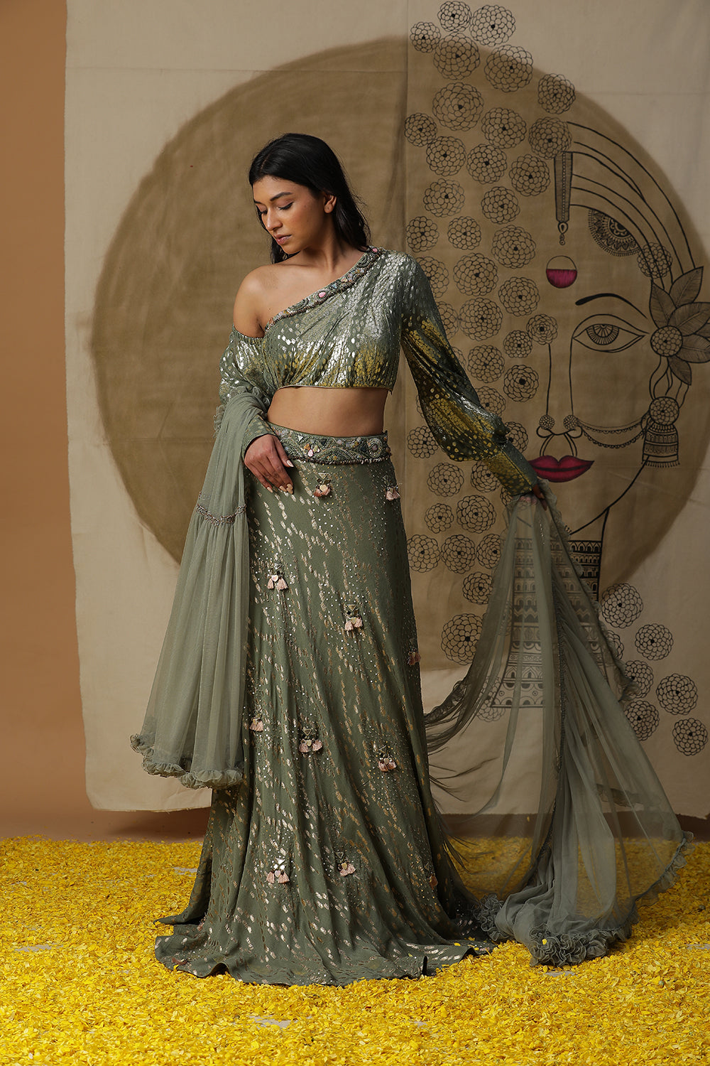 Pista Green Lehnga Set - Auraya Fashion -  - #tag1# - #tag2# - #tag3# - #tag3#