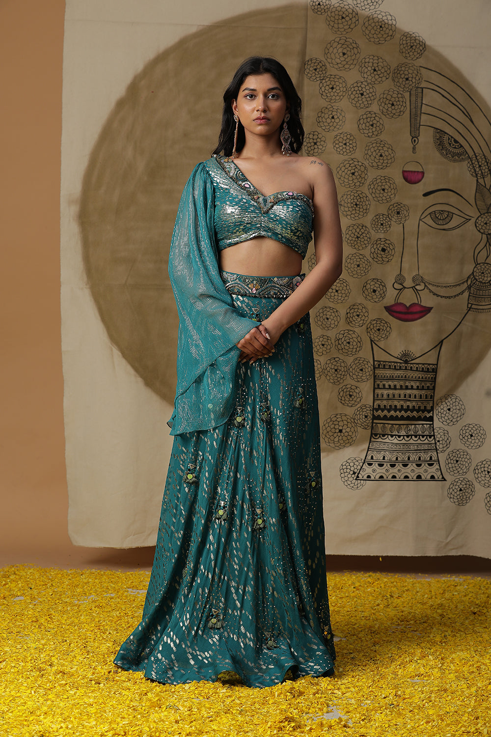 Teal Blue Lehnga Set - Auraya Fashion - Arpita Sulakshana - #tag1# - #tag2# - #tag3# - #tag3#