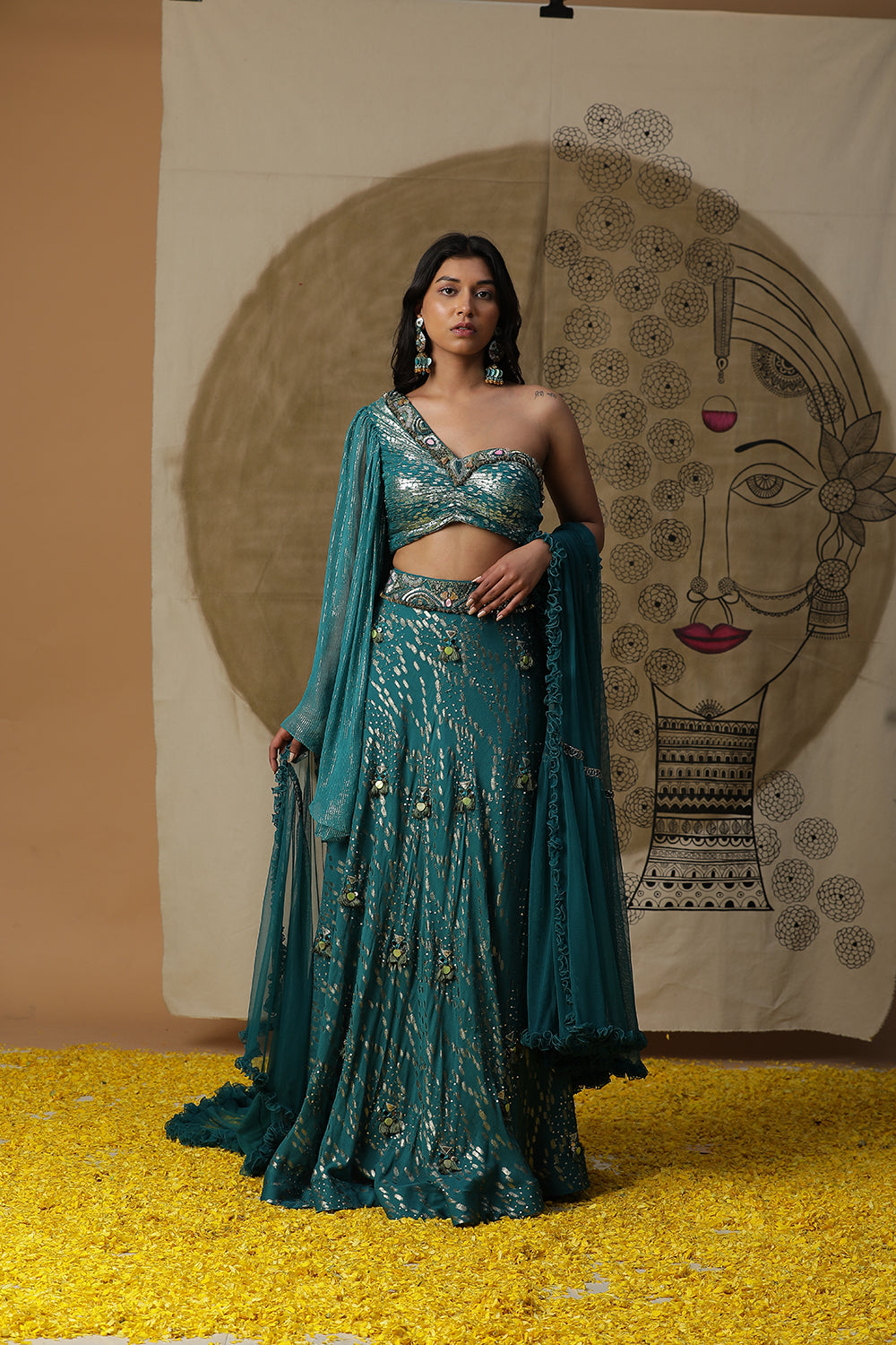 Teal Blue Lehnga Set - Auraya Fashion -  - #tag1# - #tag2# - #tag3# - #tag3#