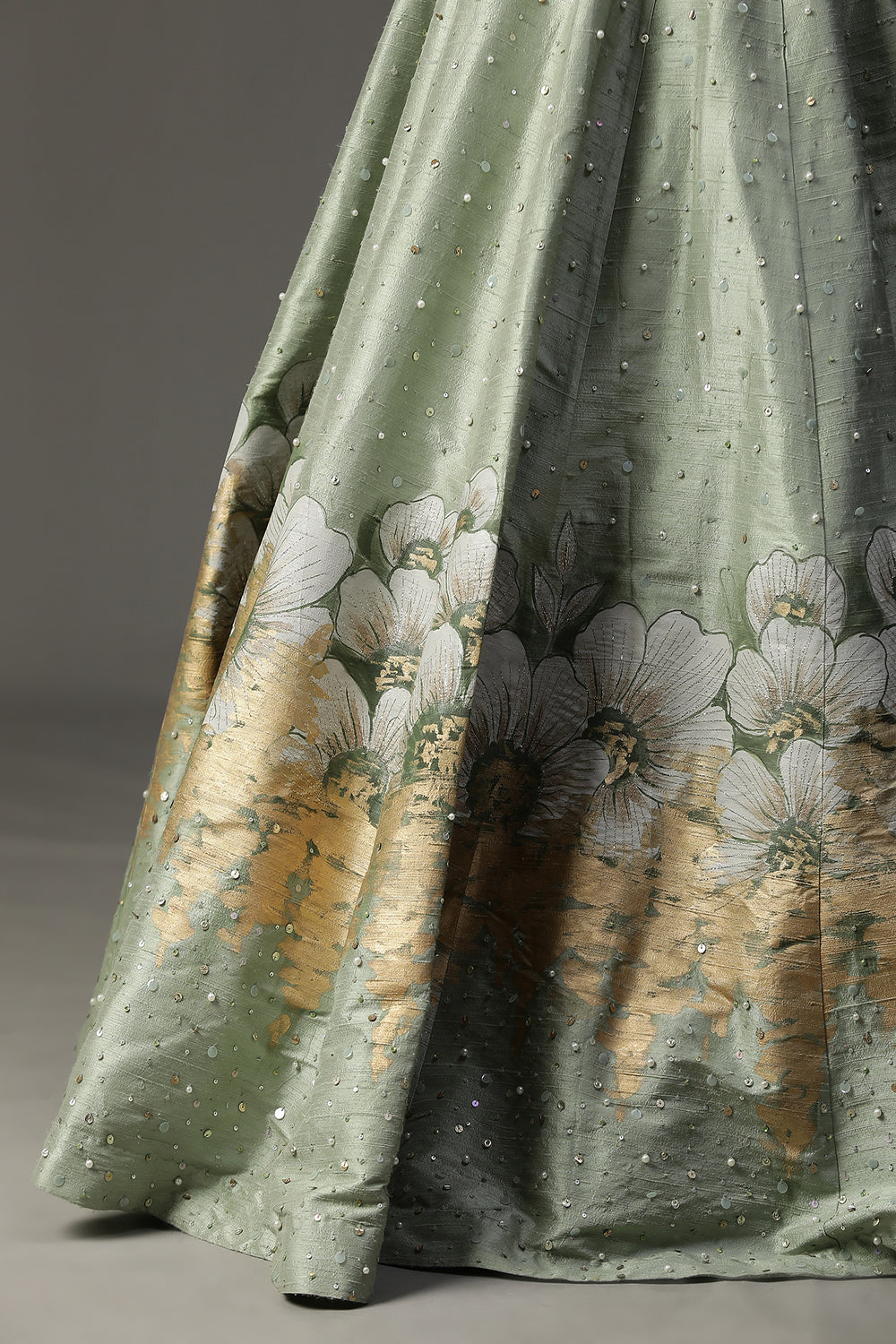 Sea Green Handpainted Lehenga Set - Auraya Fashion -  - #tag1# - #tag2# - #tag3# - #tag3#