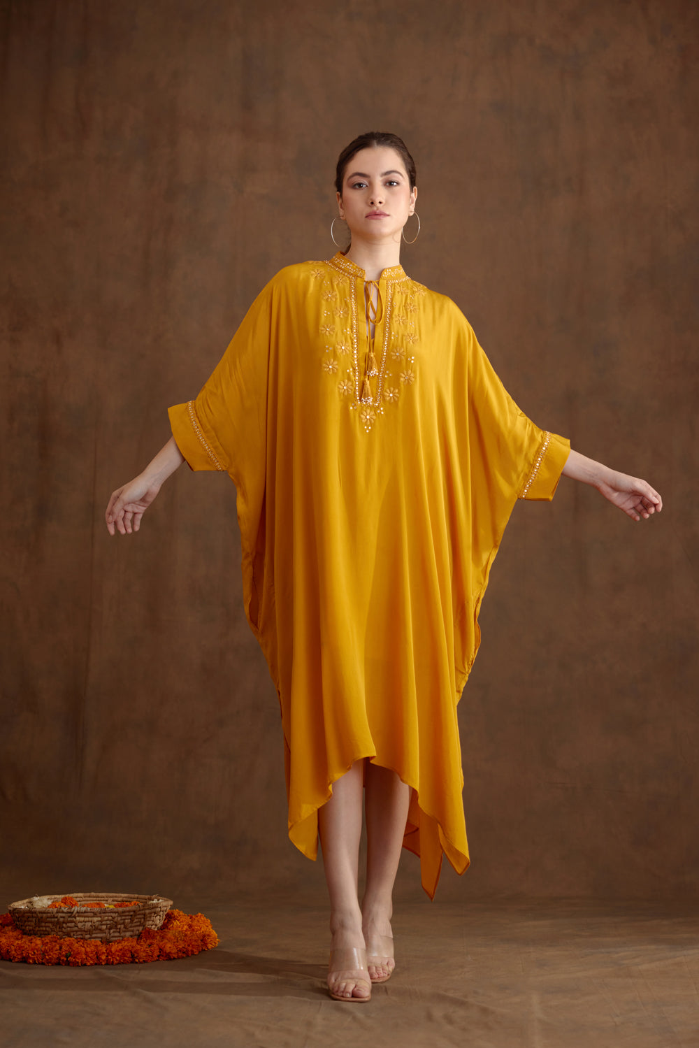 Ochre Kaftan Dress - Auraya Fashion - Nikasha - #tag1# - #tag2# - #tag3# - #tag3#