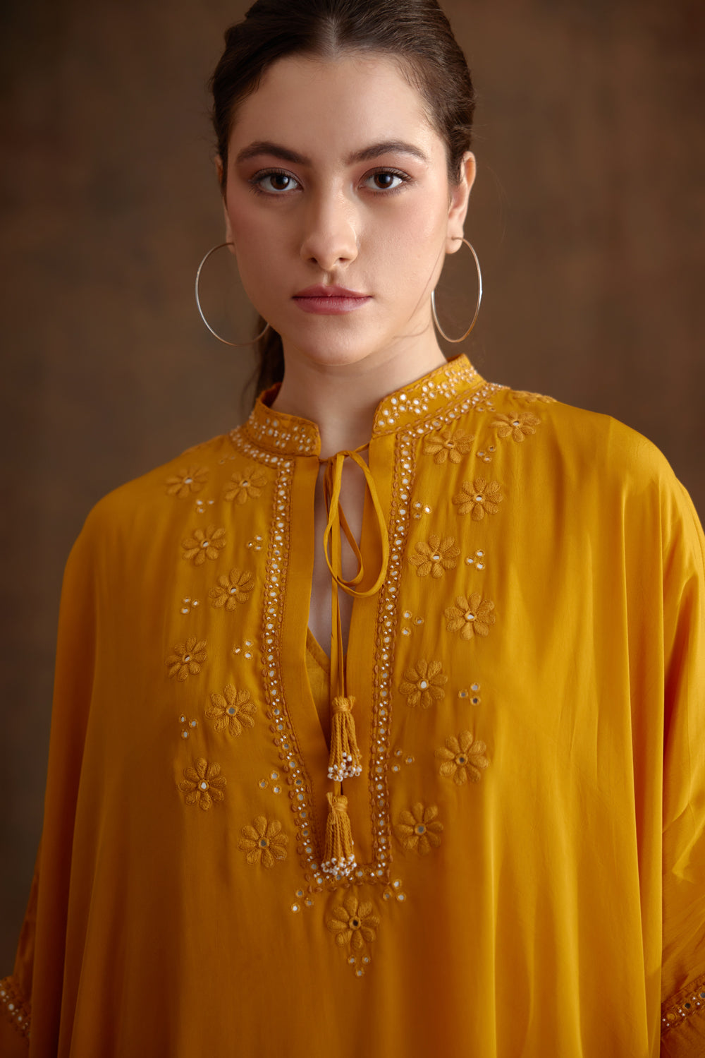 Ochre Kaftan Dress - Auraya Fashion -  - #tag1# - #tag2# - #tag3# - #tag3#