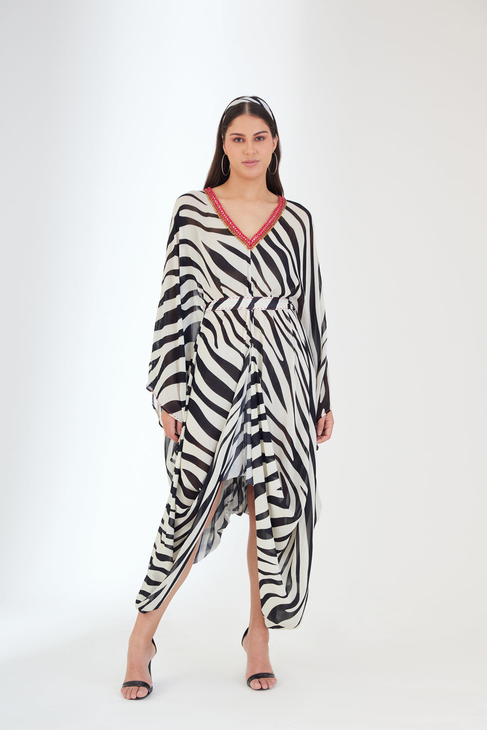 Black N White Kaftan Dress - Auraya Fashion - Nikasha - #tag1# - #tag2# - #tag3# - #tag3#