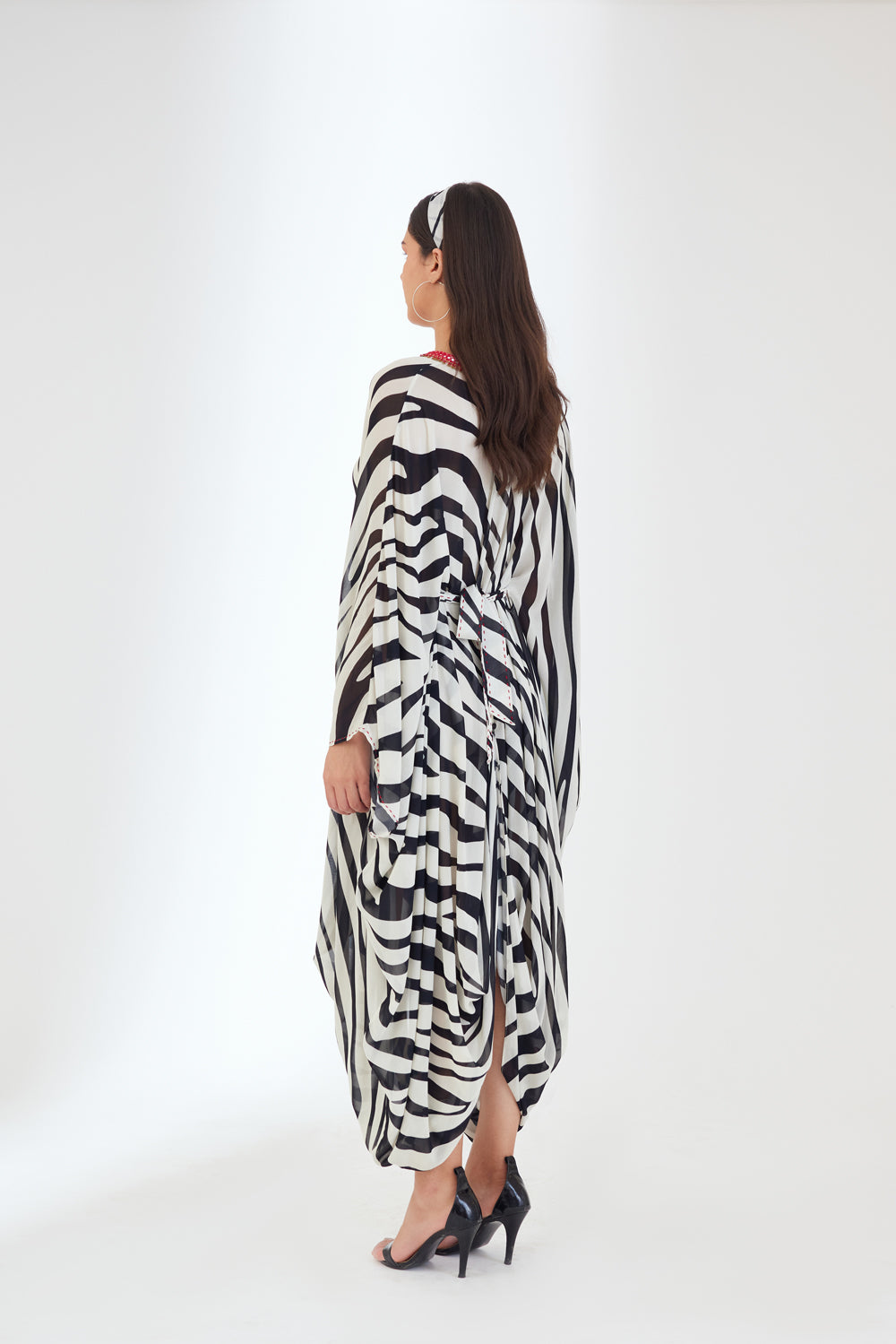 Black N White Kaftan Dress - Auraya Fashion -  - #tag1# - #tag2# - #tag3# - #tag3#